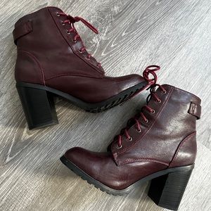JustFab Burgundy Heeled Booties